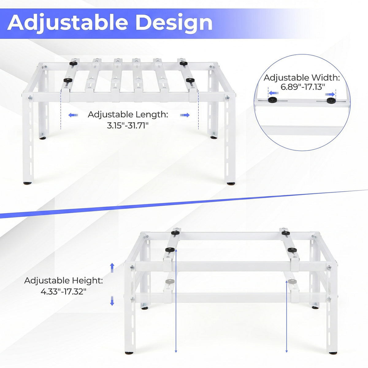Mini Split Ground Stand Adjustable for 9000-36000 BTU Ductless Air Conditioners Heat Pump-White