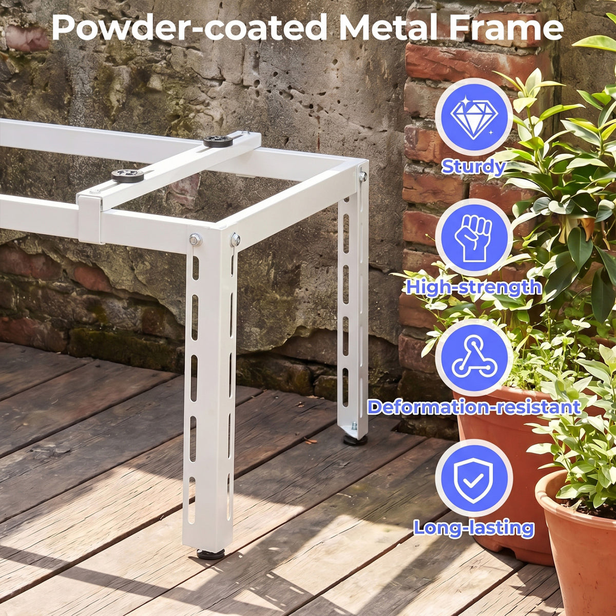 Mini Split Ground Stand Adjustable for 9000-36000 BTU Ductless Air Conditioners Heat Pump-White