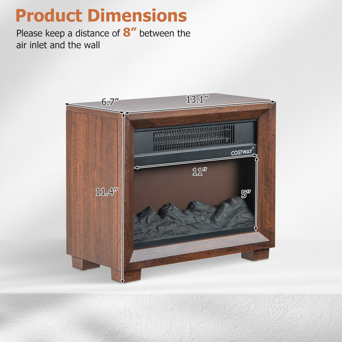 Mini Wooden Space Tabletop Fireplace with Realistic Flame Effect