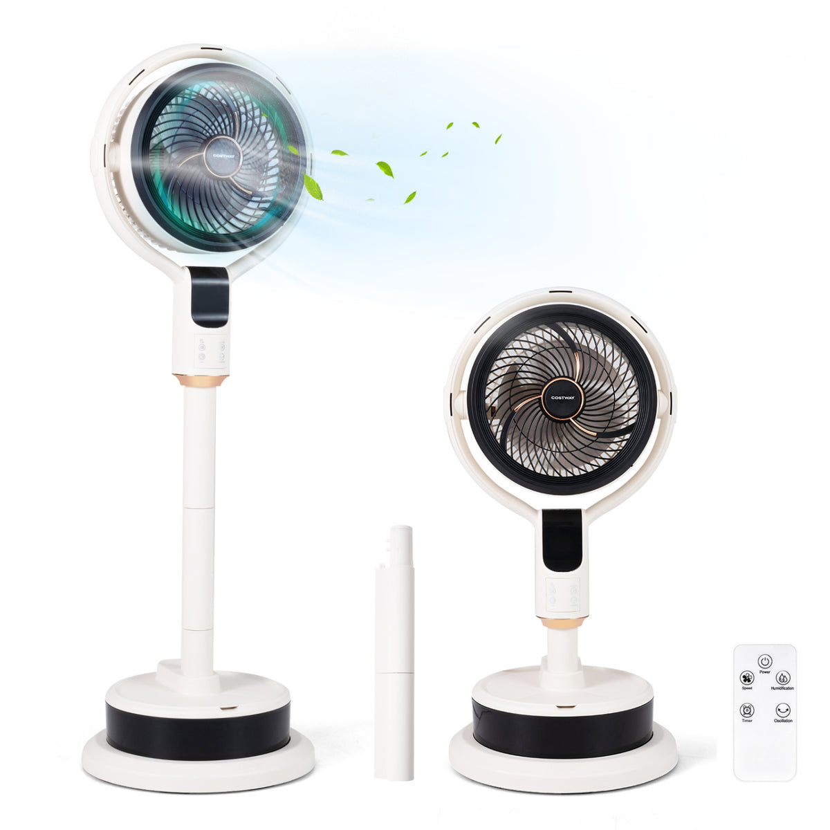 Misting Pedestal Fan Air Circulator with 90° Auto Oscillation Floor Standing Fan with 8 Speeds-White