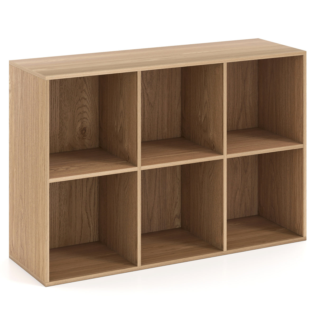 Modern 6-Cube Bookcase with Anti-tipping Kits for Bedroom Living Room-Natural
