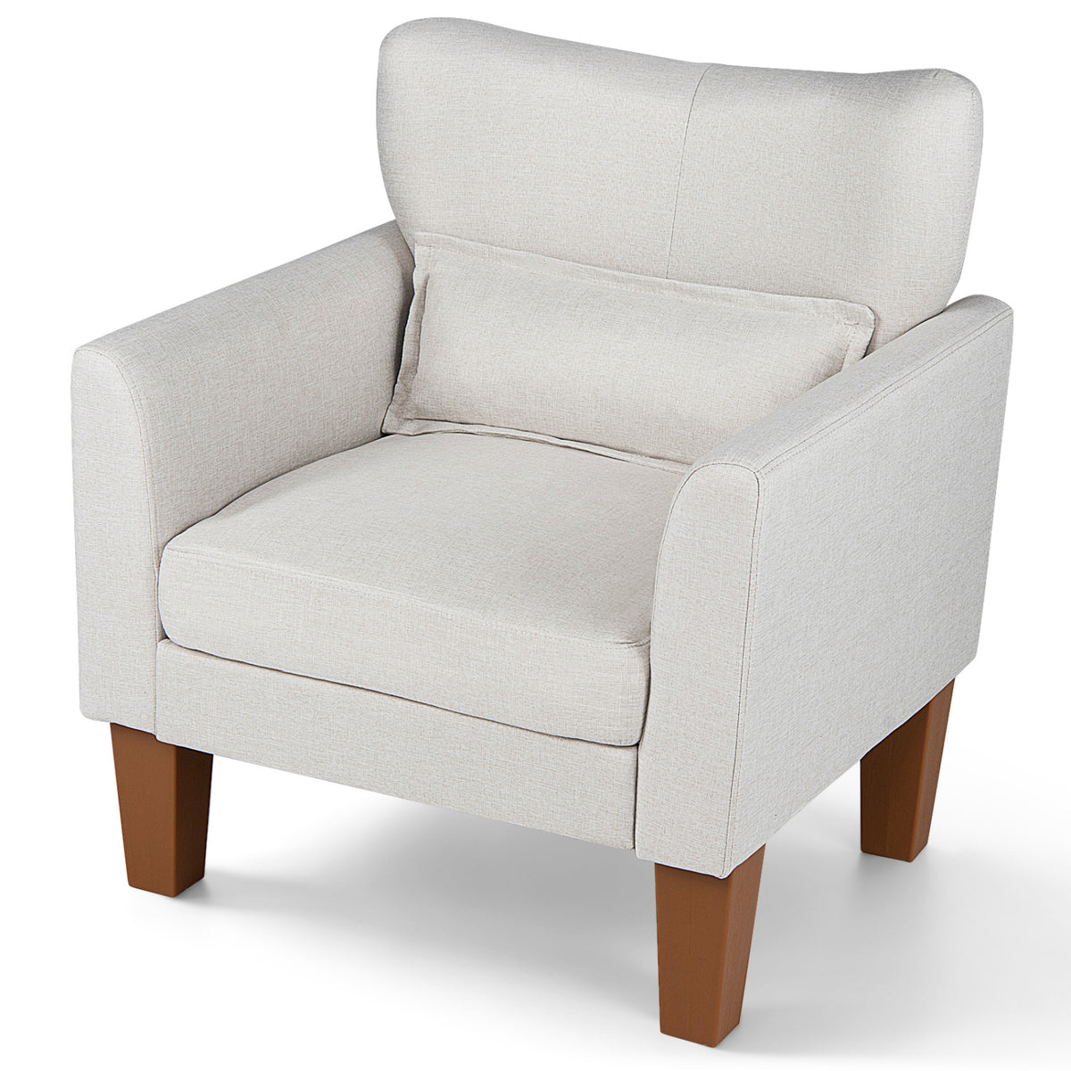 Modern Accent Chair with Removable Cushion & Pillow for Living Room-Beige