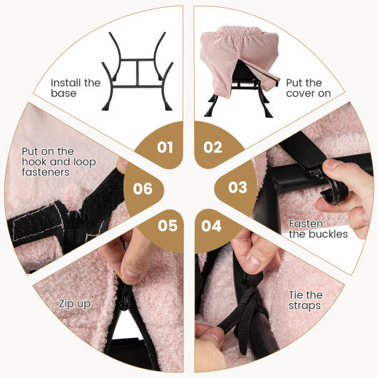 Modern Accent Chair with Folding Footrest and Head Pillow-Pink