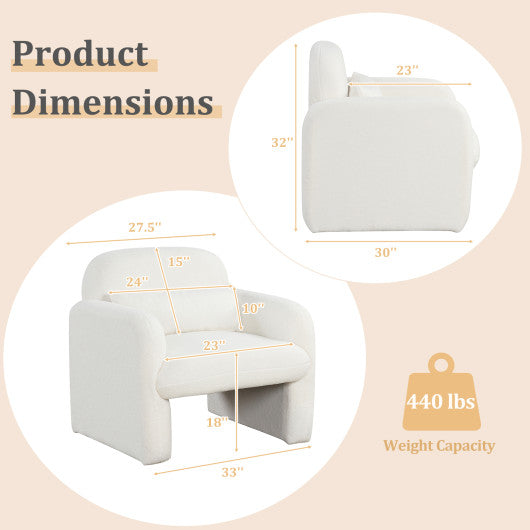 Modern Accent Chair with Waist Pillow and Armrests for Living Room Bedroom-Beige
