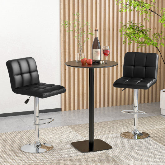 Modern Bat Stools Set of 2 with Back and Heavy-duty Metal Base and Footrest-Black