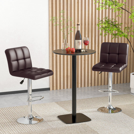 Modern Bat Stools Set of 2 with Back and Heavy-duty Metal Base and Footrest-Brown