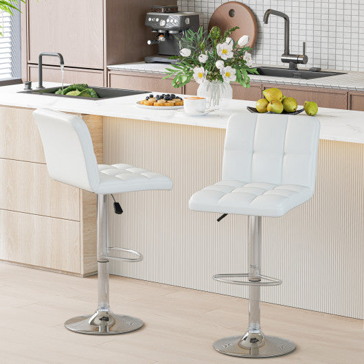 Modern Bat Stools Set of 2 with Back and Heavy-duty Metal Base and Footrest-White