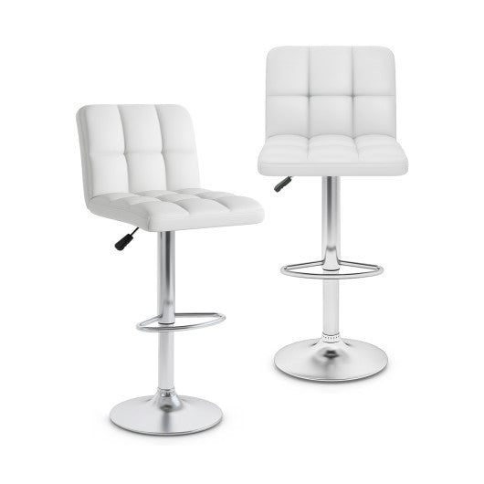 Modern Bat Stools Set of 2 with Back and Heavy-duty Metal Base and Footrest-White