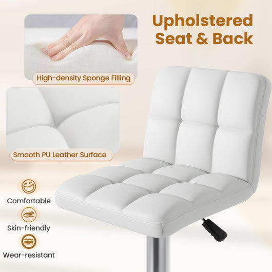 Modern Bat Stools Set of 2 with Back and Heavy-duty Metal Base and Footrest-White