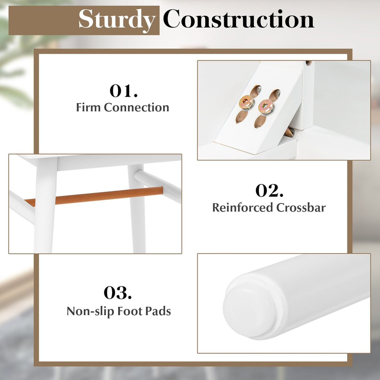 1-Drawer Modern Bedside Table with Solid Wood Legs-White by DirectDeals