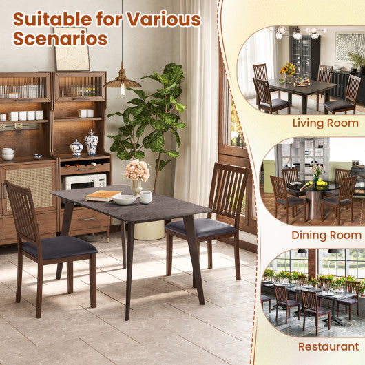 Upholstered Modern Dining Chair Set of 2 with Slanted High Backrest-Brown