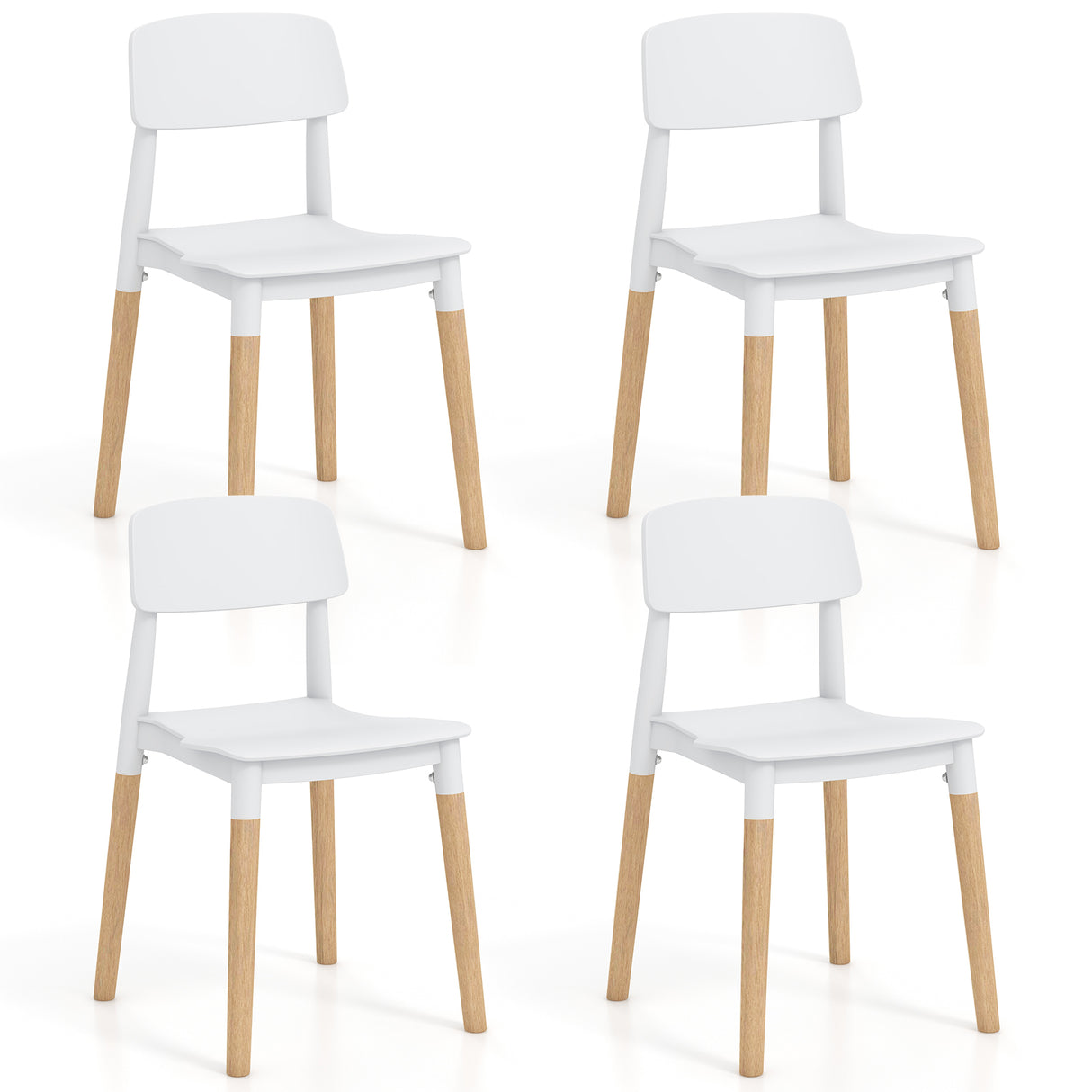 Modern Dining Side Chairs Set of 4 with Ergonomic Backrest for Dining Room-White