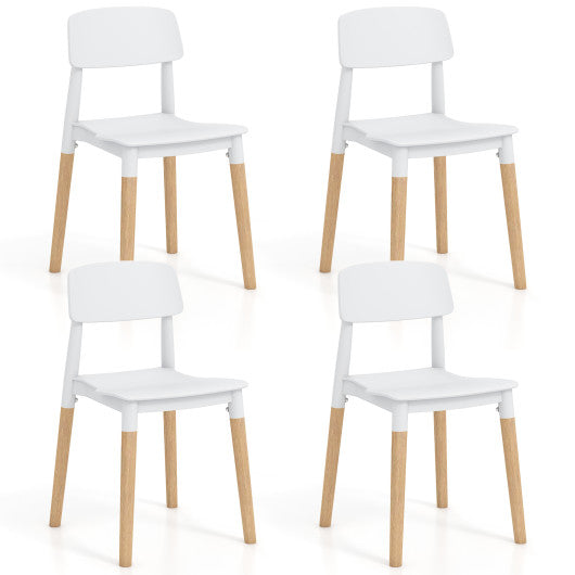 Modern Dining Side Chairs Set of 4 with Ergonomic Backrest for Dining Room-White