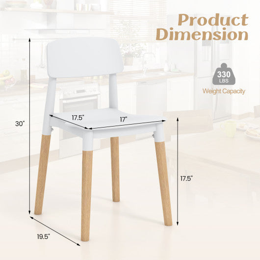 Modern Dining Side Chairs Set of 4 with Ergonomic Backrest for Dining Room-White