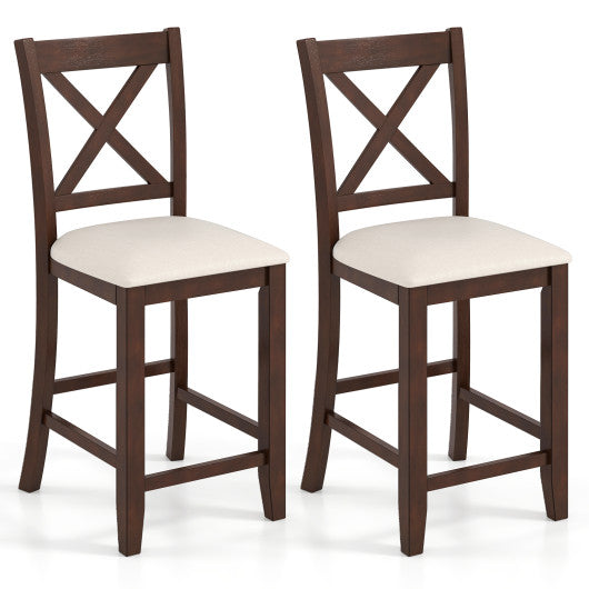 Modern Farmhouse Counter Height Stools with Footrest and Cushion-Walnut