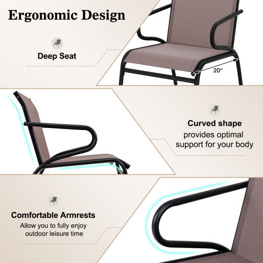 Wooden Patio Chairs Set of 2 with Inclined Backrests