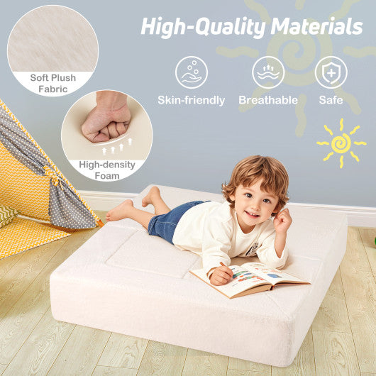 Modular Kids Sofa Couch Convertible Foam Armchair for Children-Beige