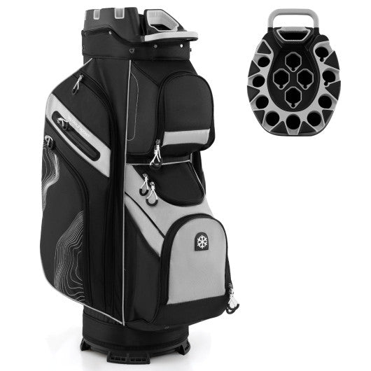 Molded Lock Top Golf Cart Bag with 14-Way Full Length Dividers and 11 Pockets-Gray