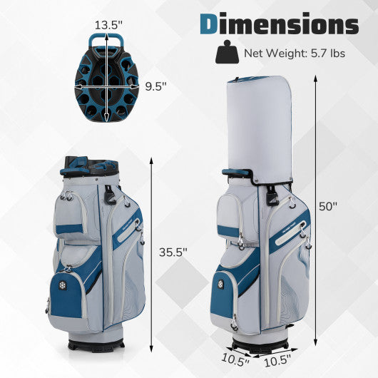 Molded Lock Top Golf Cart Bag with 14-Way Full Length Dividers and 11 Pockets-Navy