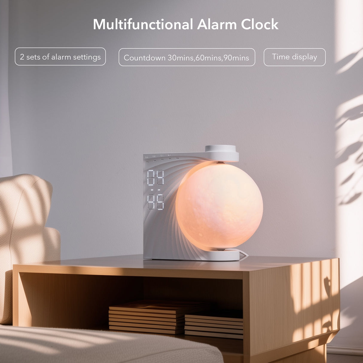Moon Desktop Clock Night Light