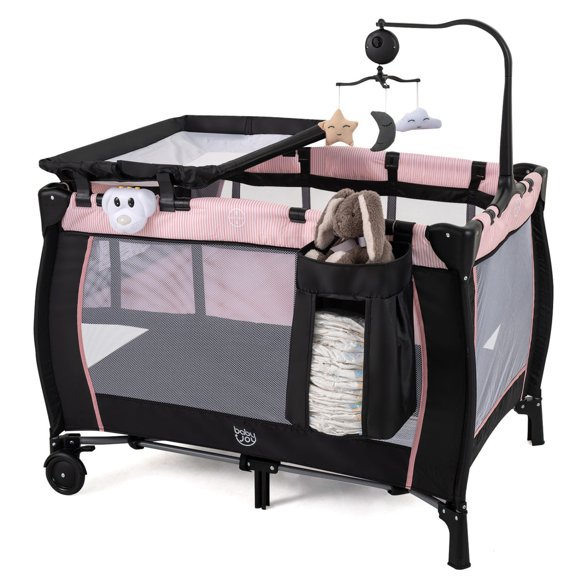 Multi-Functional Baby Playpen with Removable Changing Table-Pink