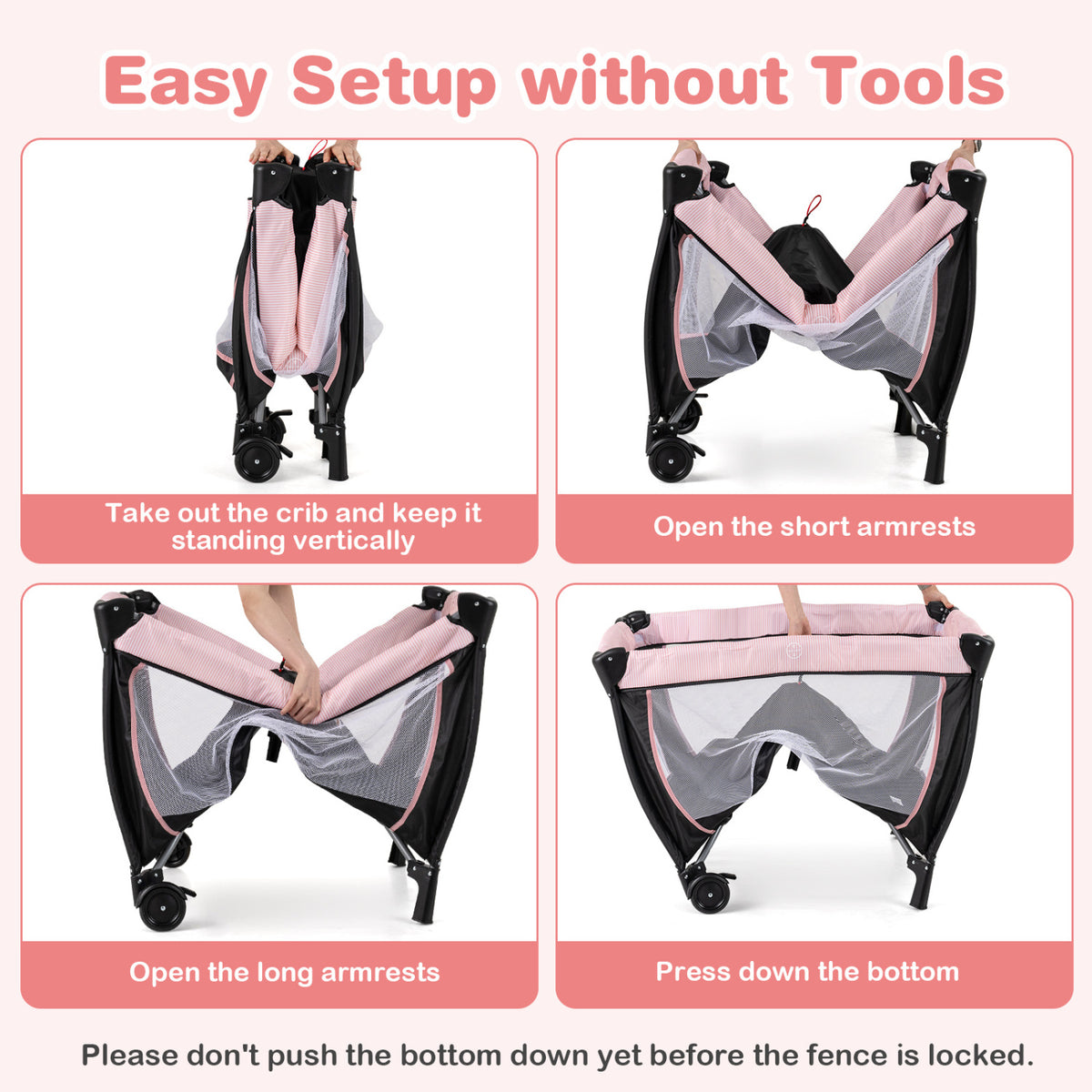 Multi-Functional Baby Playpen with Removable Changing Table-Pink