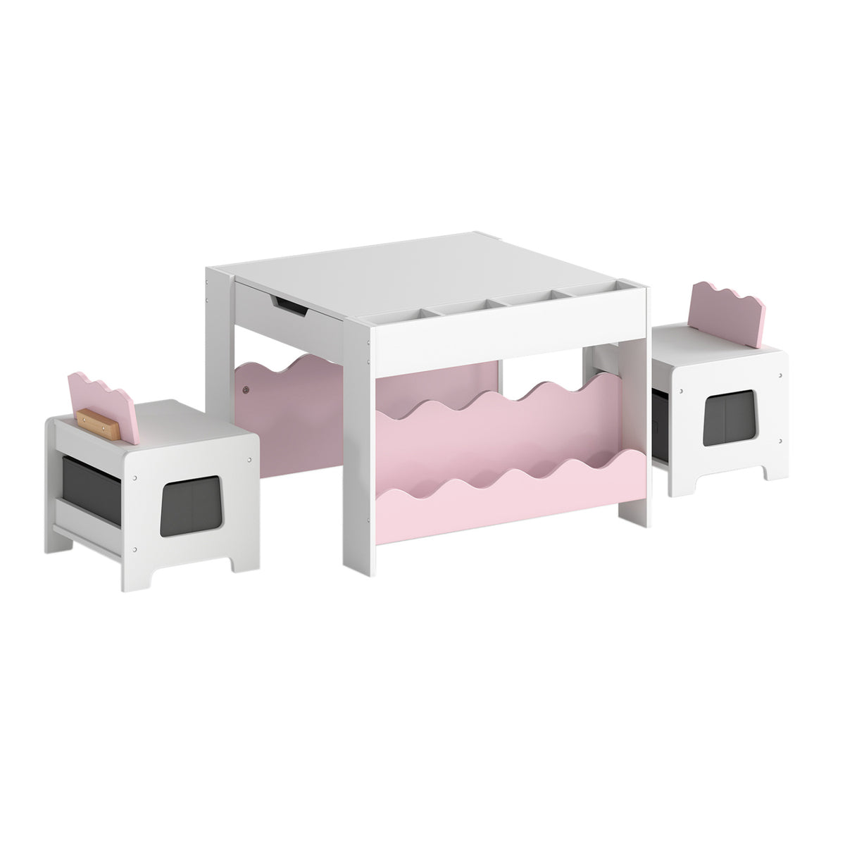 Multi-purpose Activity Kids Table and Chairs Set with Double-sided Tabletop-Pink