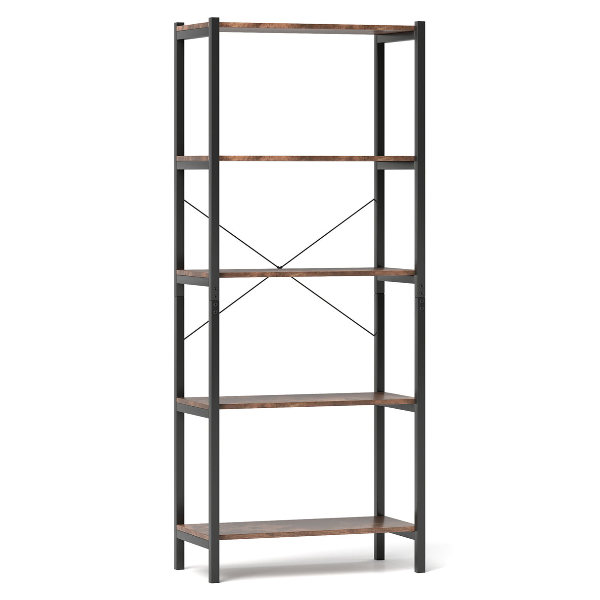 Multipurpose Open Bookcase Industrial Rack Wide Standing Storage Shelf-Brown