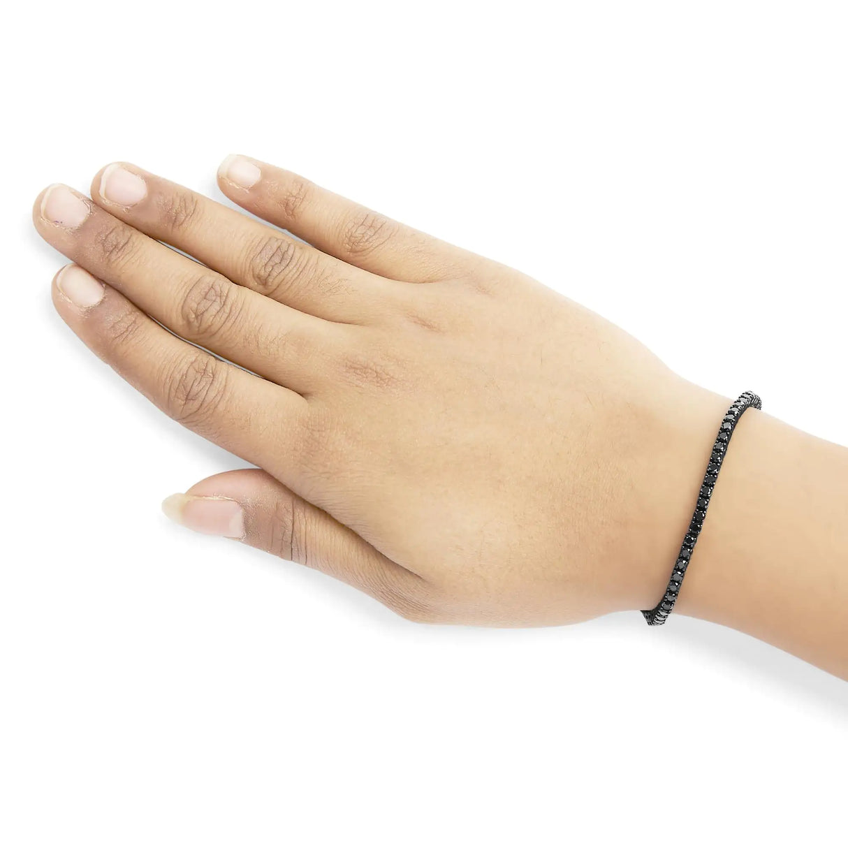 Black Rhodium Plated .925 Sterling Silver 5.00 Cttw Black Diamond Tennis Bracelet (Black Color, I2-I3 Clarity) - 8.5 Inches