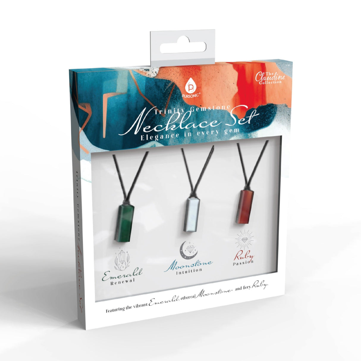 Trinity Gemstone Necklace Set – Elegance in Every Gem by Pursonic