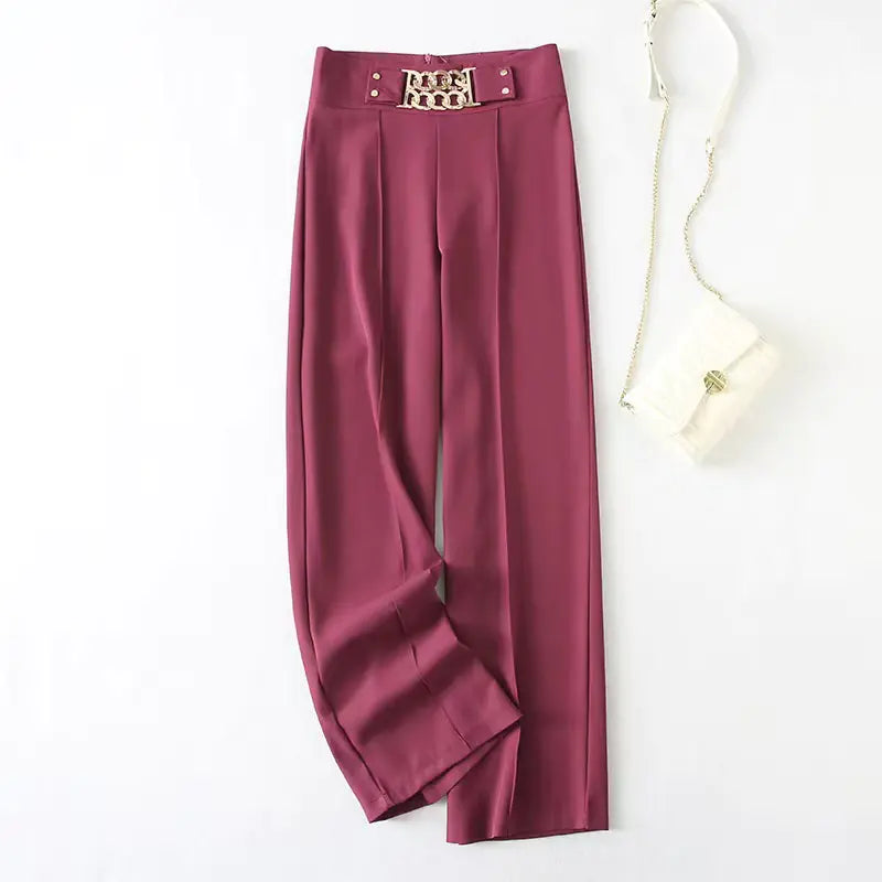 Elegant High-Waist Stretchy Wide-Leg Pants for Women