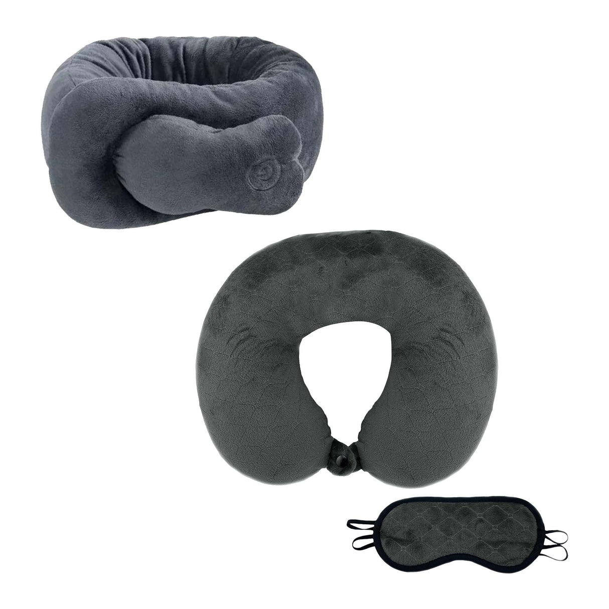 Pursonic Travel Comfort & Relief Bundle – Memory Foam Travel Pillow with Sleep Mask + Portable Neck & Shoulder Adjustable Massaging Wrap by Pursonic