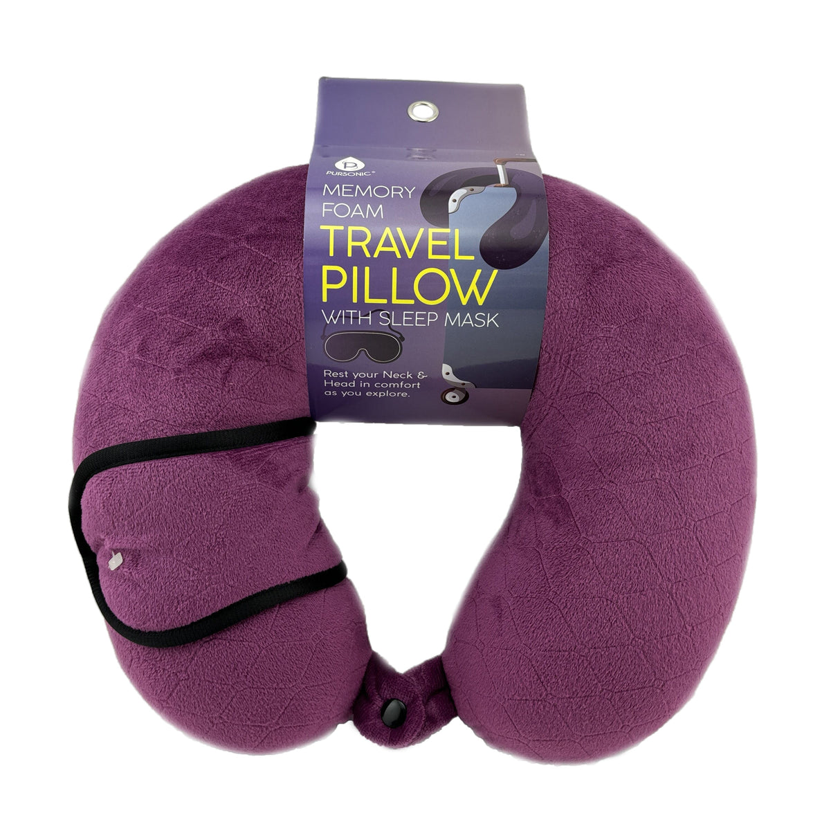 Memory Foam Travel Pillow with Sleep Mask by Pursonic