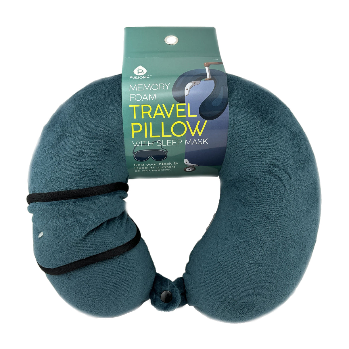 Memory Foam Travel Pillow with Sleep Mask by Pursonic