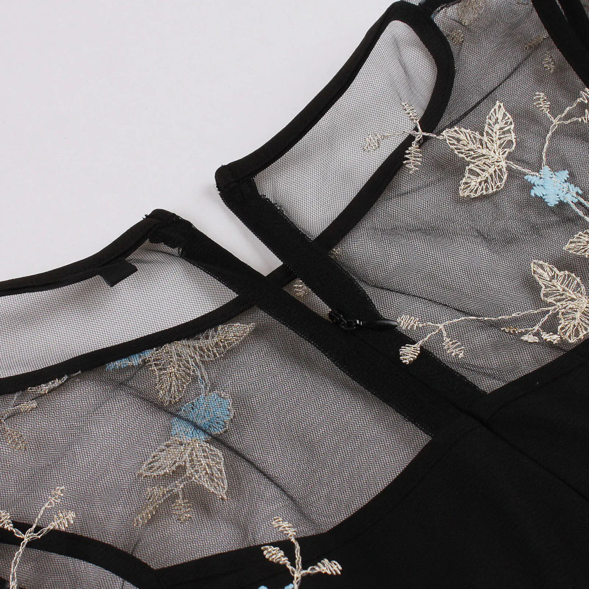 Elegant 1950s Embroidered Mesh Retro Party Dress