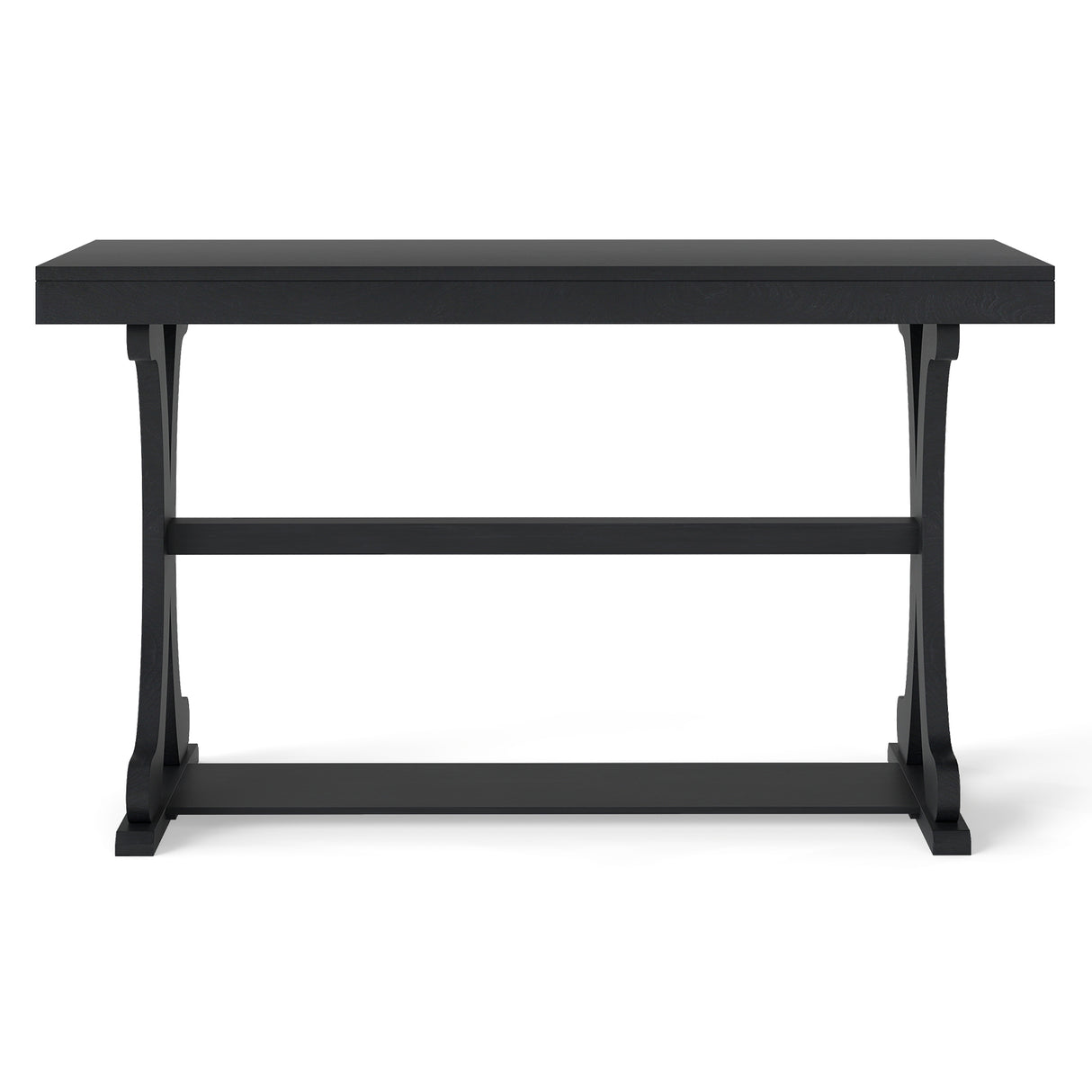 Narrow Console Table Vintage 52 Inch Long with Open Storage Shelf-Black