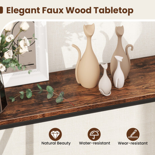 Narrow Console Table 2-Tier Entryway Table with Storage-Rustic Brown