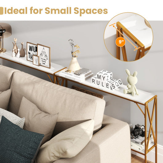 Narrow Console Table 2-Tier Entryway Table with Storage-White