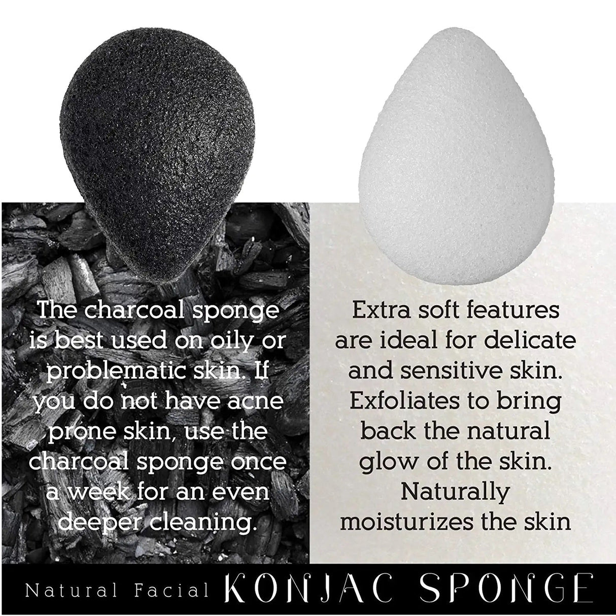 Natural Facial Konjac Sponge Duo Set by Pursonic