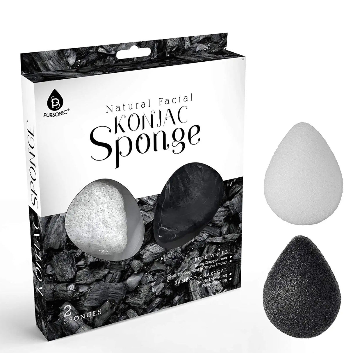 Natural Facial Konjac Sponge Duo Set by Pursonic