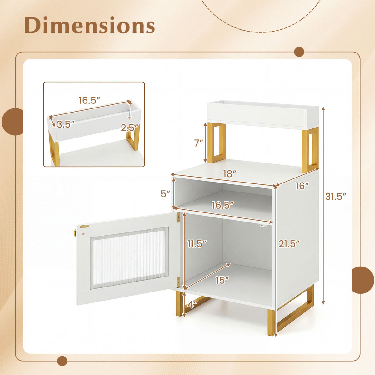 Nightstand with LED Lights Modern End Table with Top Tray Open Compartment and Storage Cabinet-White