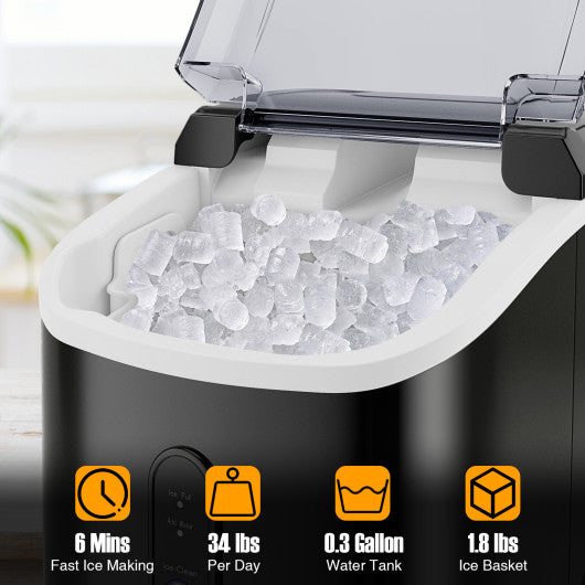 Nugget Countertop Ice Maker with Soft Chewable Pellet Ice-Black