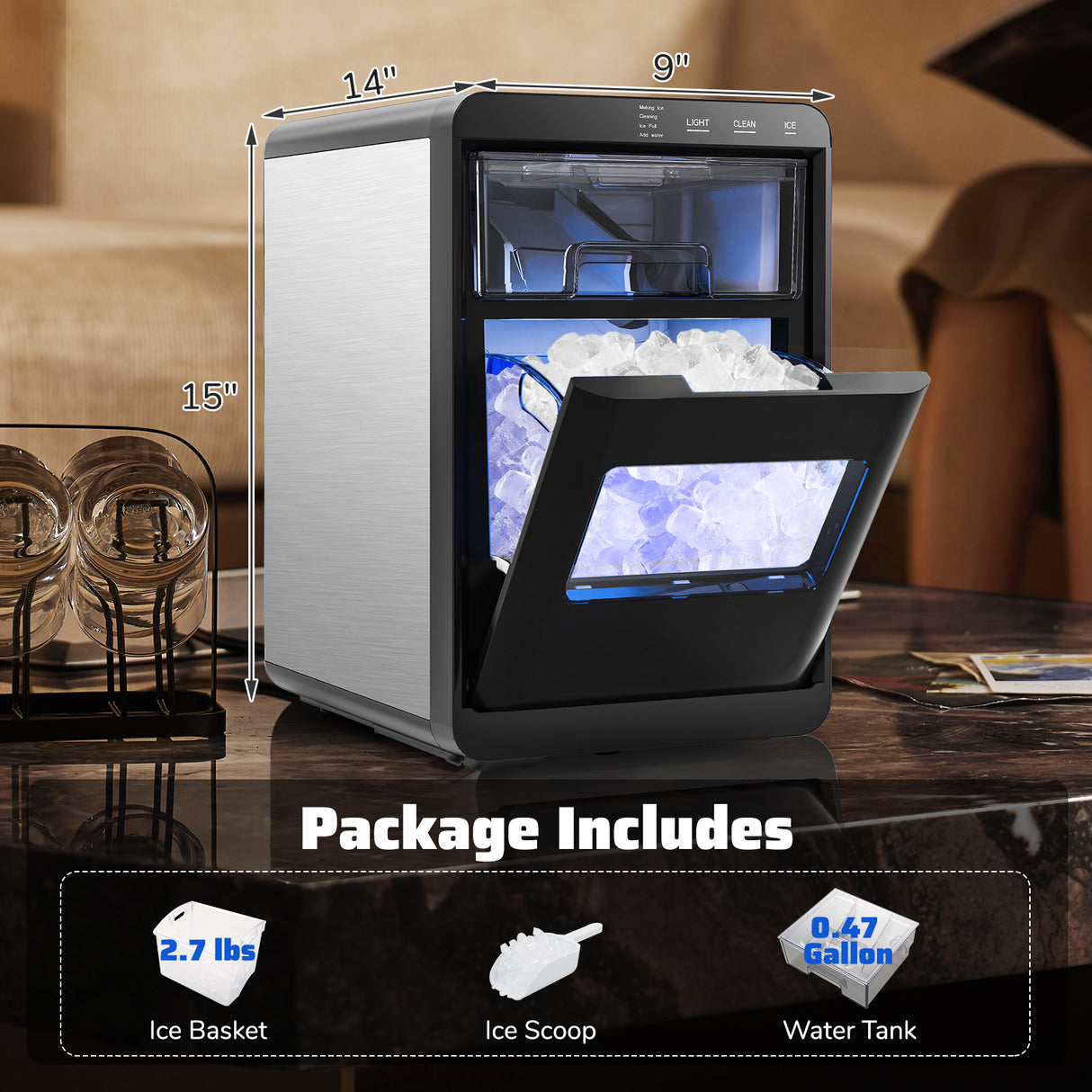 Nugget Ice Maker Countertop with Soft Chewable Pellet-Black