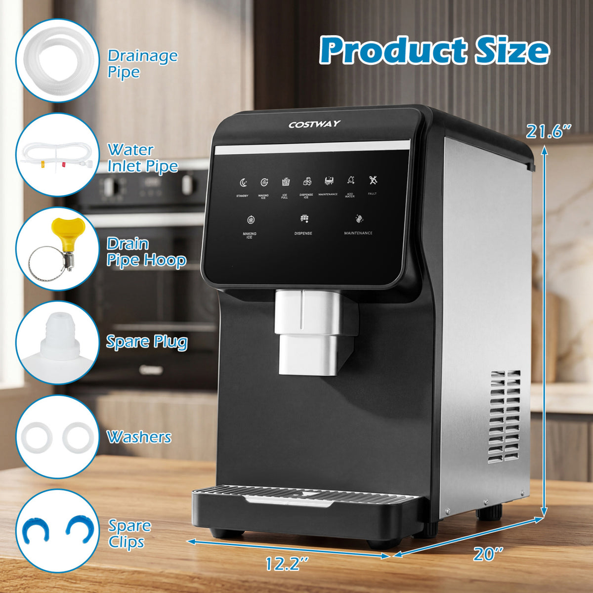 Nugget Ice Maker with Self Dispensing 80 LBS Per Day Chewable Pellet Ice Machine
