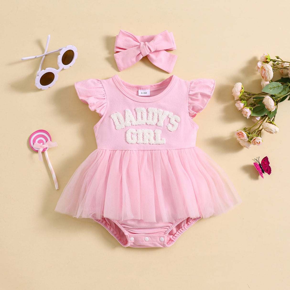 Sweet Flounced Sleeve Fluffy Mesh Dress Two-piece Set