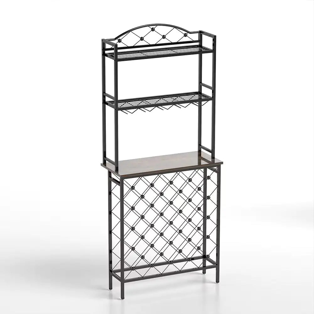 Tall Wine Holder Stand With Wine Glass Holder