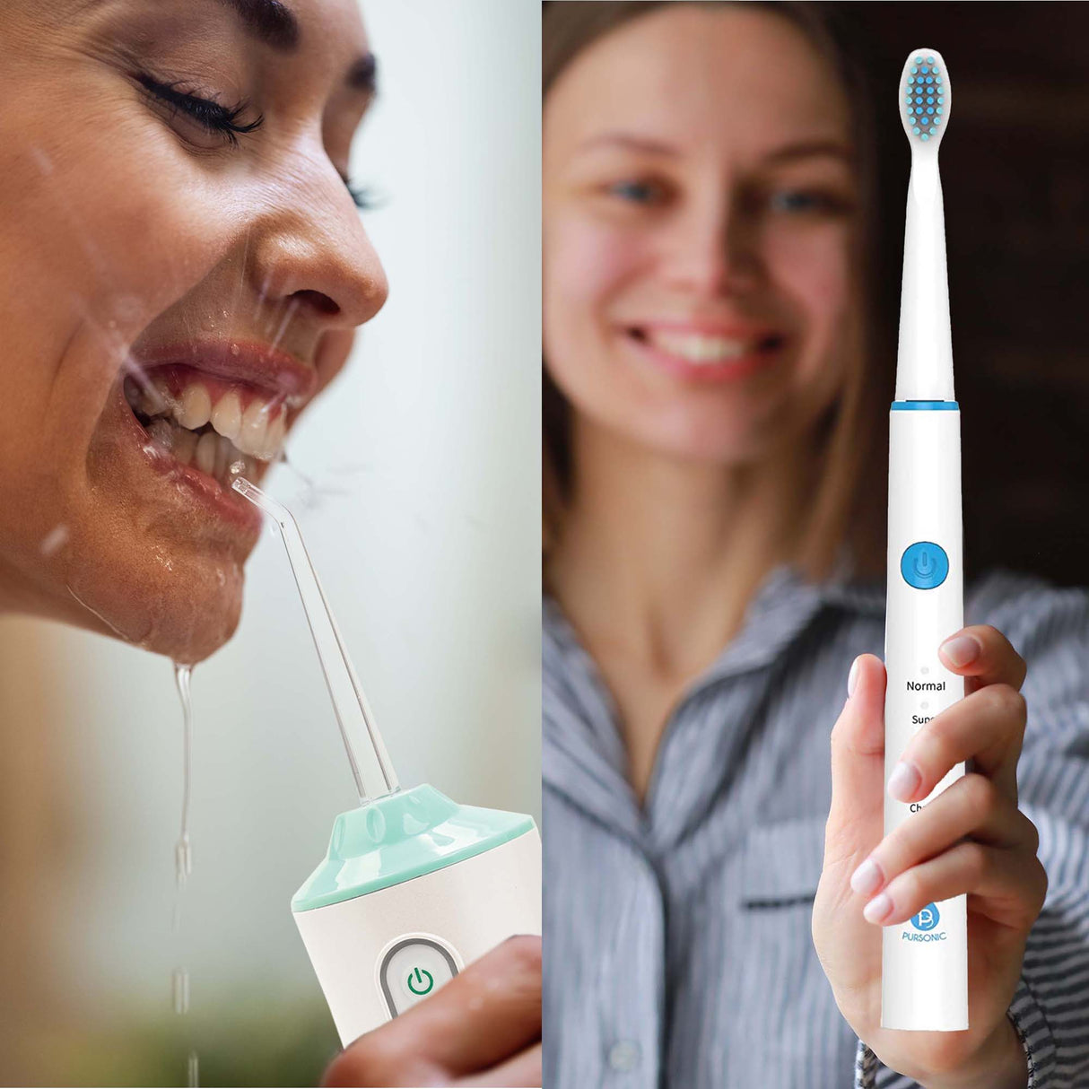 Pursonic Oral Care Power Bundle: USB Rechargeable Water Flosser, Electric Toothbrush, and Charcoal Teeth Whitener by Pursonic