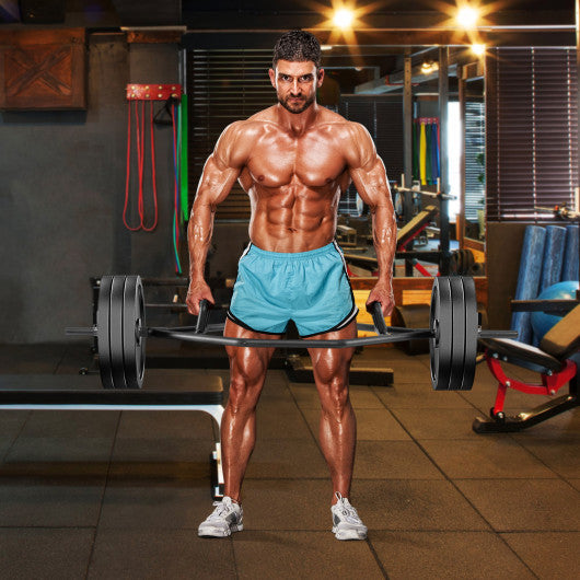 Olympic Hex Trap Bar with 2 Spring Collars and Foldable Handle-Black