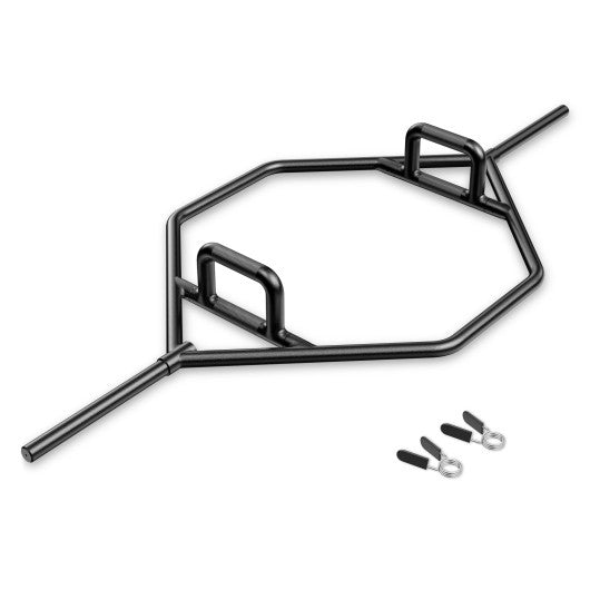 Olympic Hex Trap Bar with 2 Spring Collars and Foldable Handle-Black