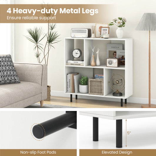 Open Shelf Bookcase with 4 Compartments-White